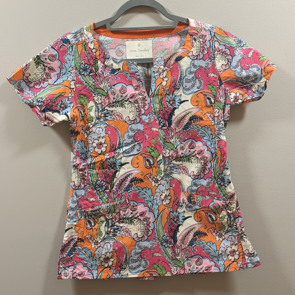 Vera Bradley Scrub Top Shirt TROPICAL FLORAL Size XS
